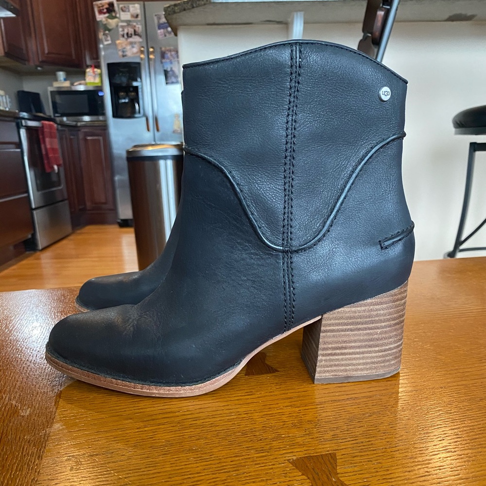 Black mid calf booties